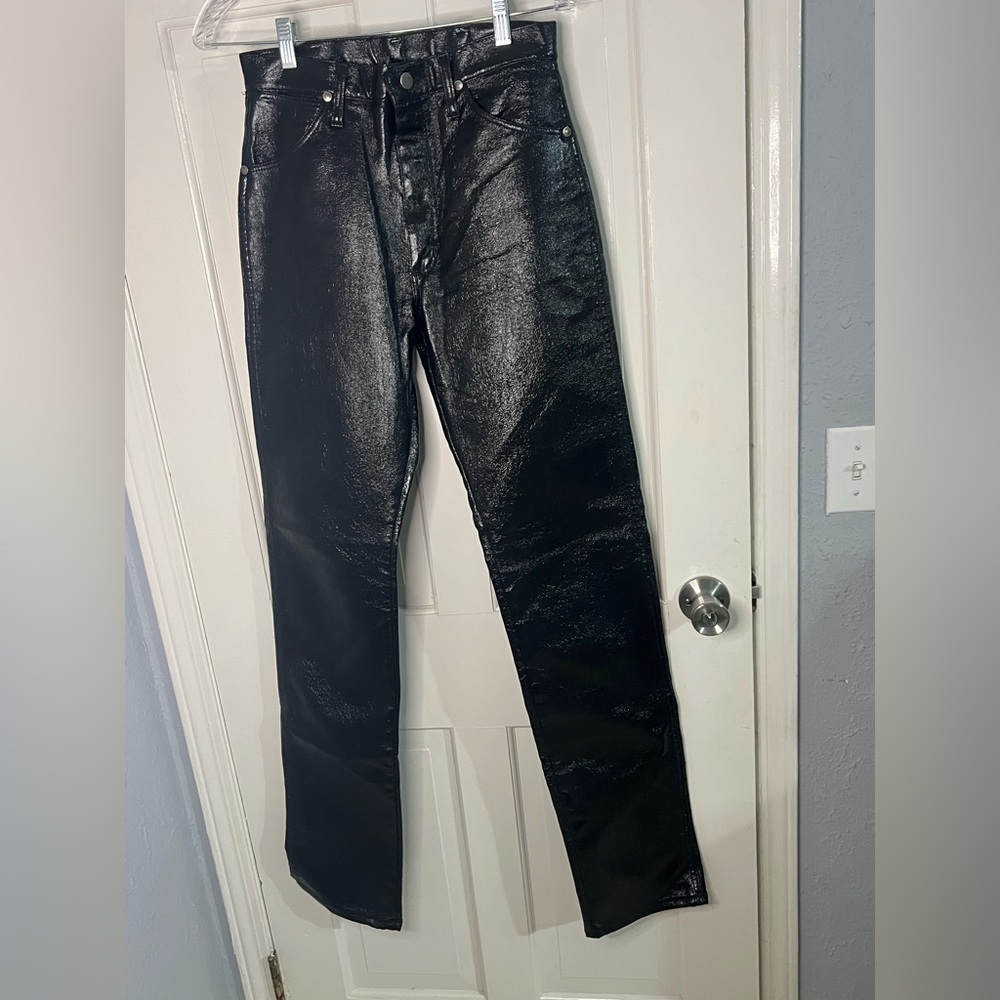 Wrangler Women's Black Shiny Straight Leg Jeans